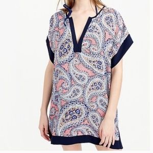 J.Crew Paisley Short Sleeve Colorful Beach Summer Vacation V-Neck Tunic XS